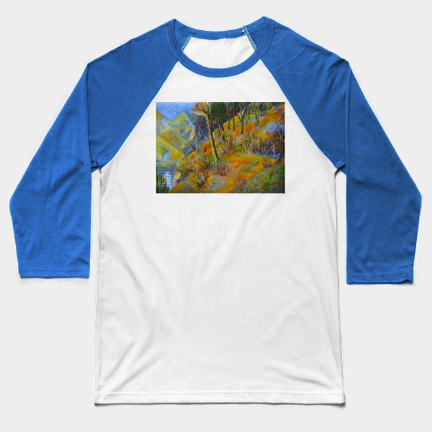 Artist's View through a Window Painting Baseball T-Shirt by Paintings by Julia Doria